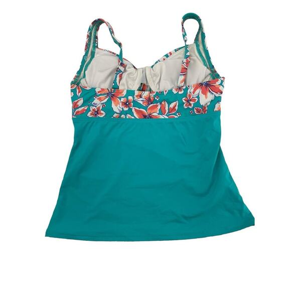 Lands’ End Women’s Floral Twist-Front Tankini Top – Teal & Coral – Size 6P - Picture 5 of 10
